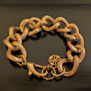 GORGEOUS Rustic Cuff Rose Gold Etched Chain Bracelet